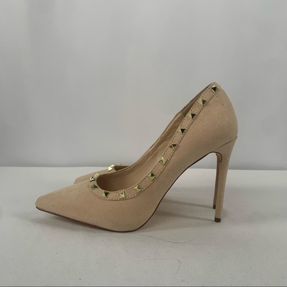 Lulus Vydia Suede Studded Pumps in Nude Size 8 - Picture 9 of 10